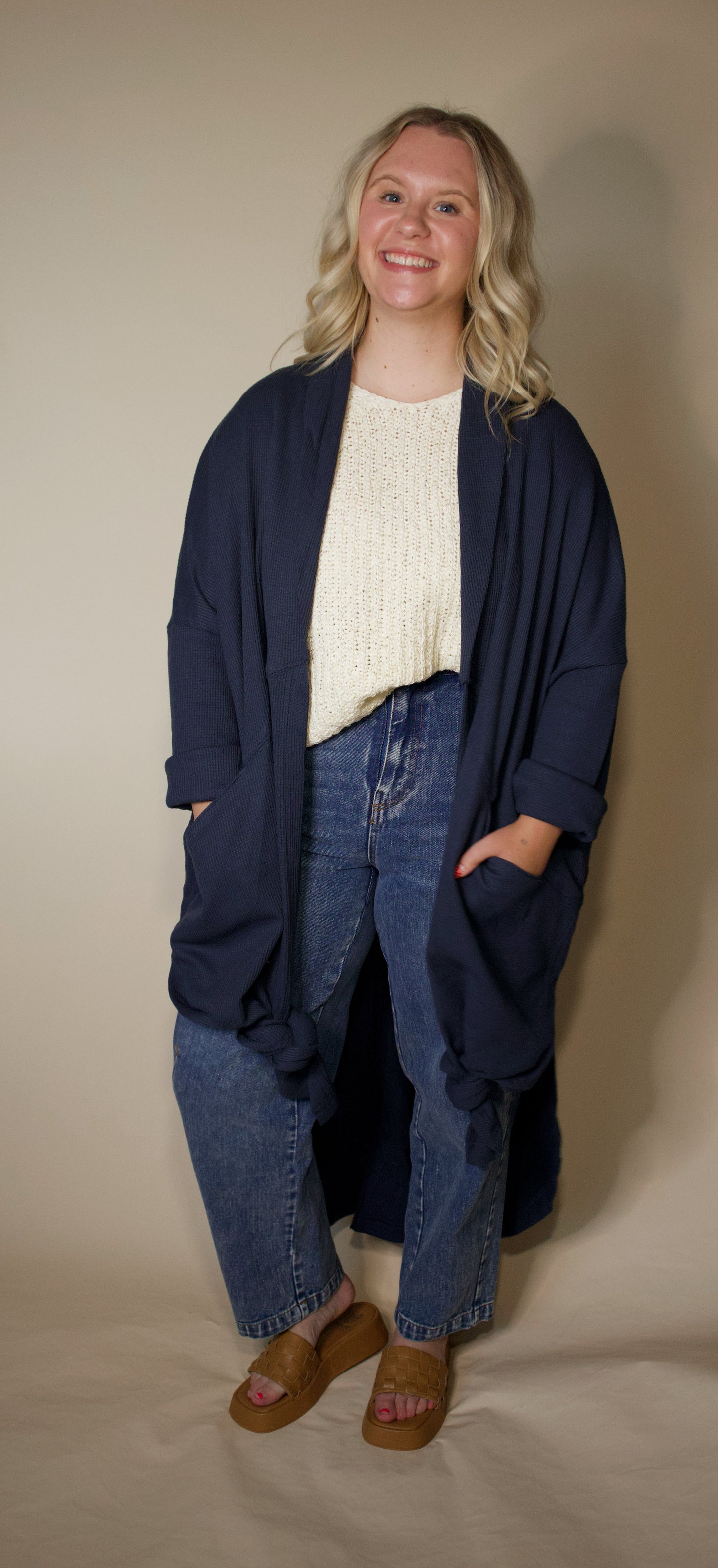 Thermal Knit Oversized Cardigan