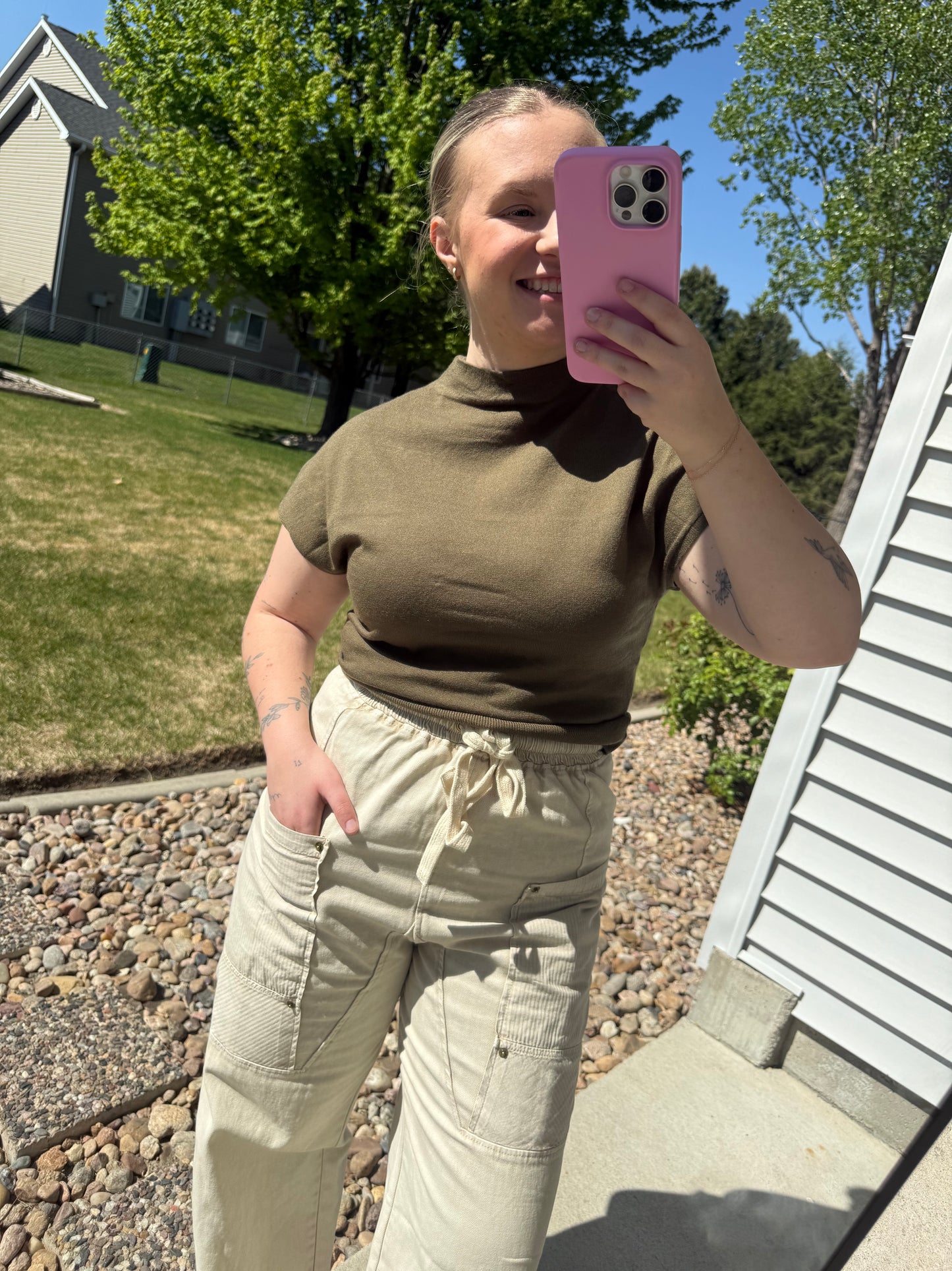 Olive Cozy Cap Sleeve