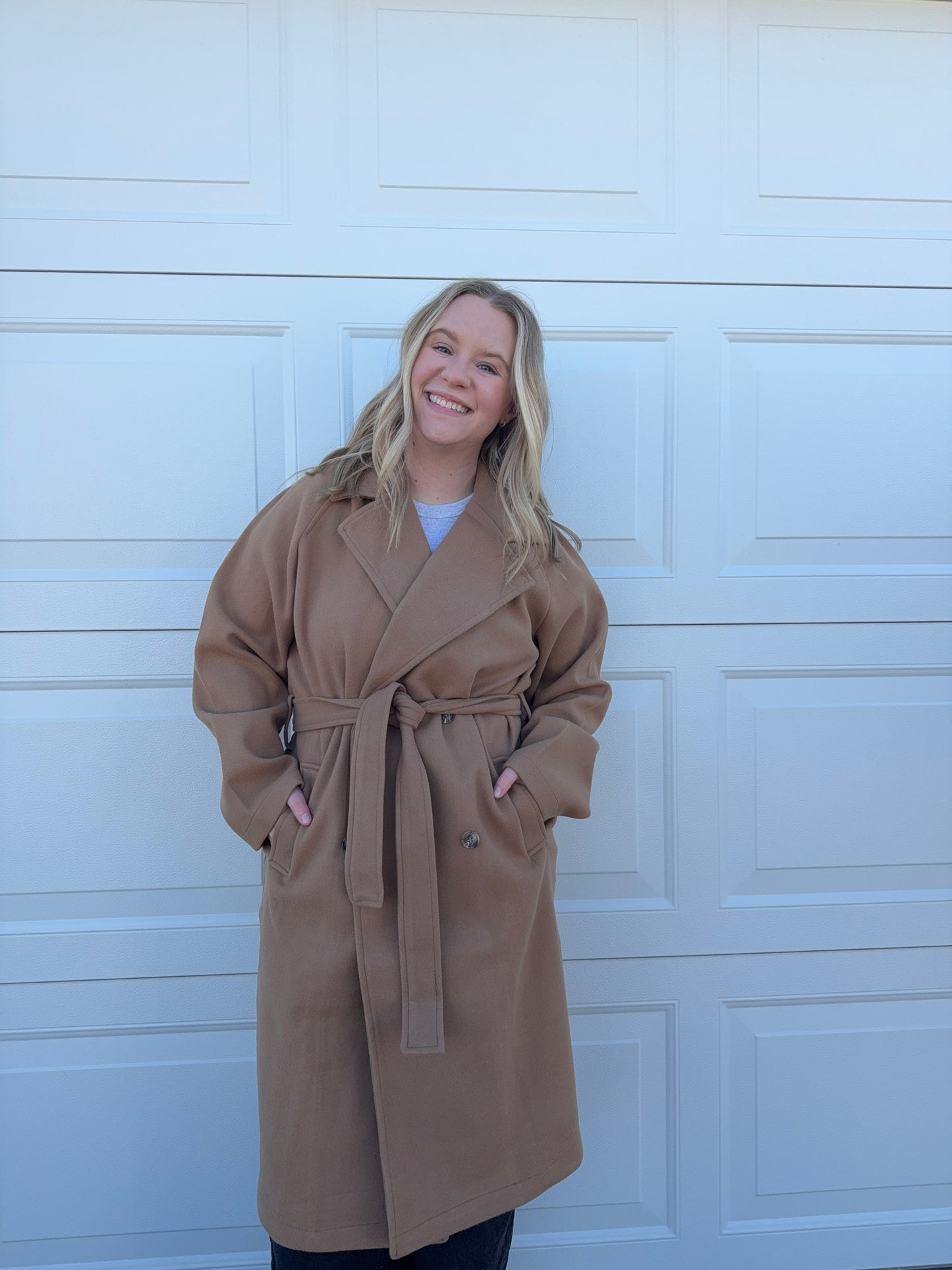 The London Line Belted Felt Trench Coat