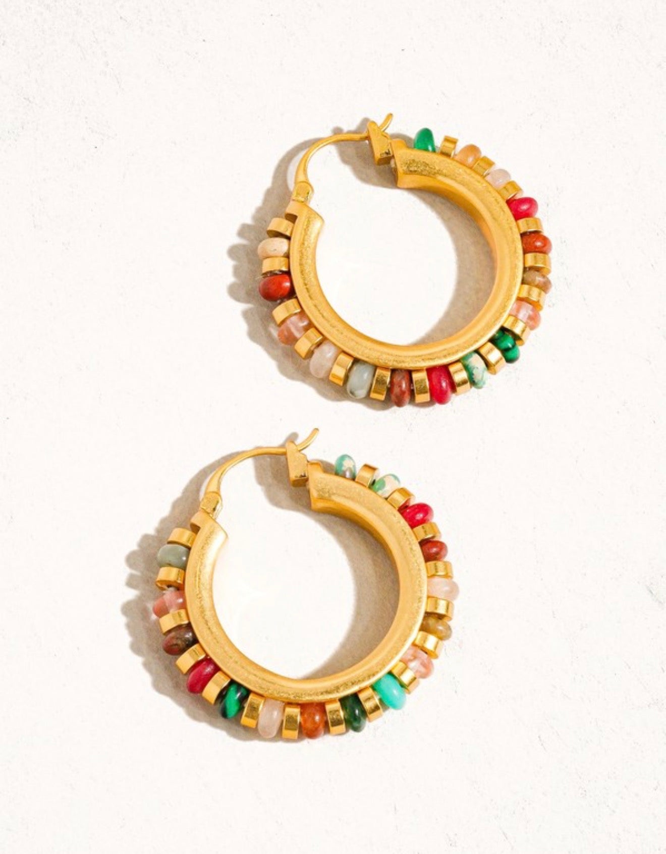 Capri-Multi Gold Beaded Resort Hoop Earring