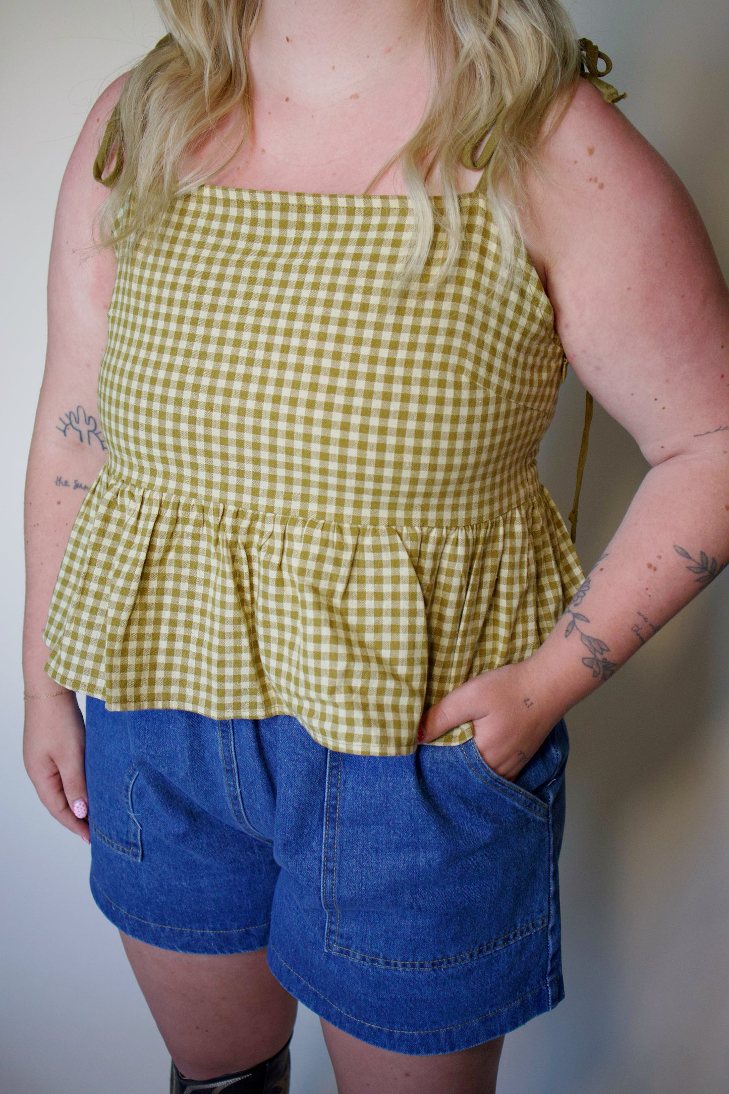 Lemon Meringue Gingham Top