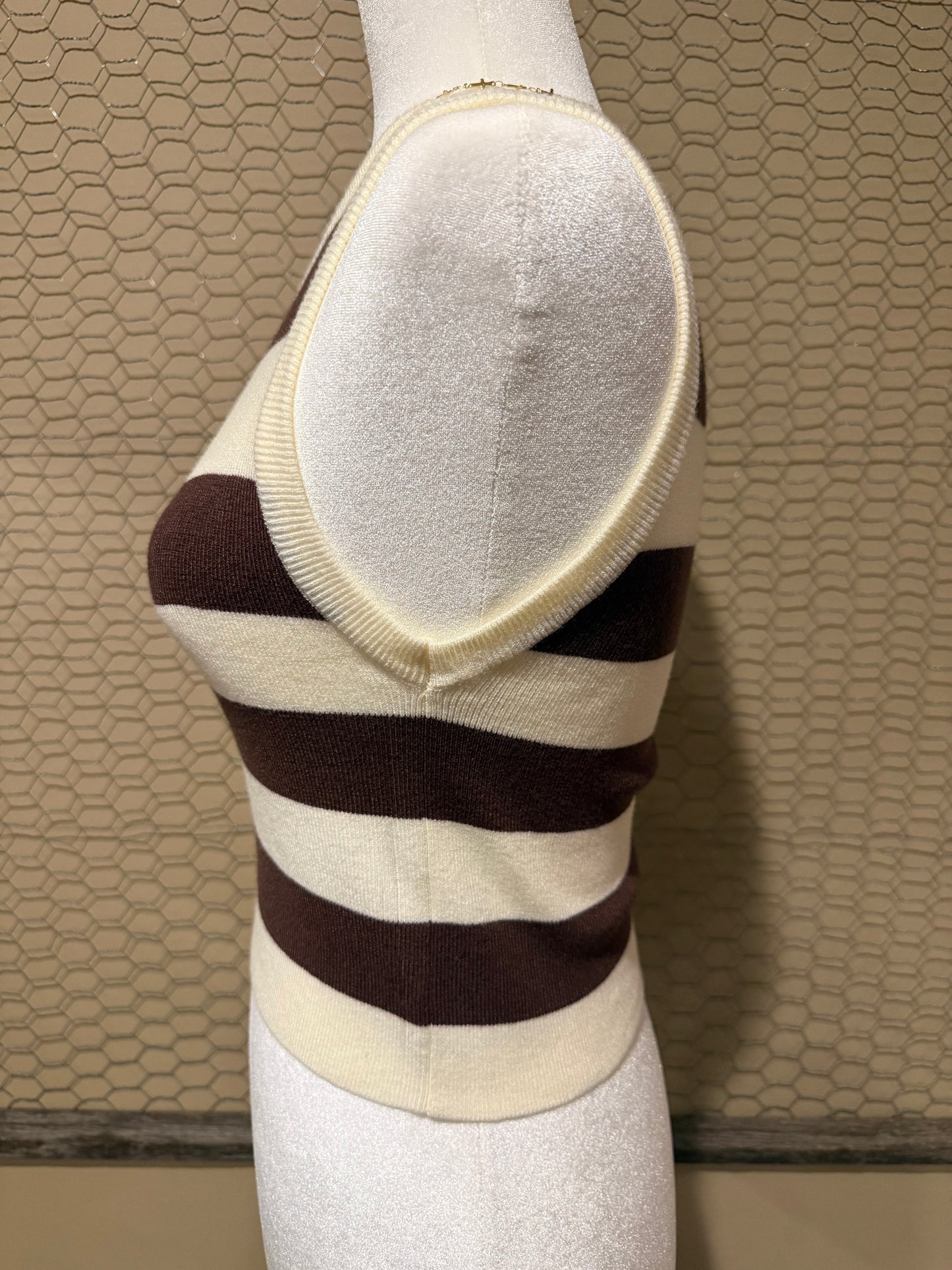 Mocha Stripe Crop Knit Tank