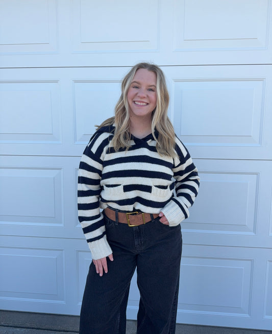 Stripe Sailor Collar Knit Sweater