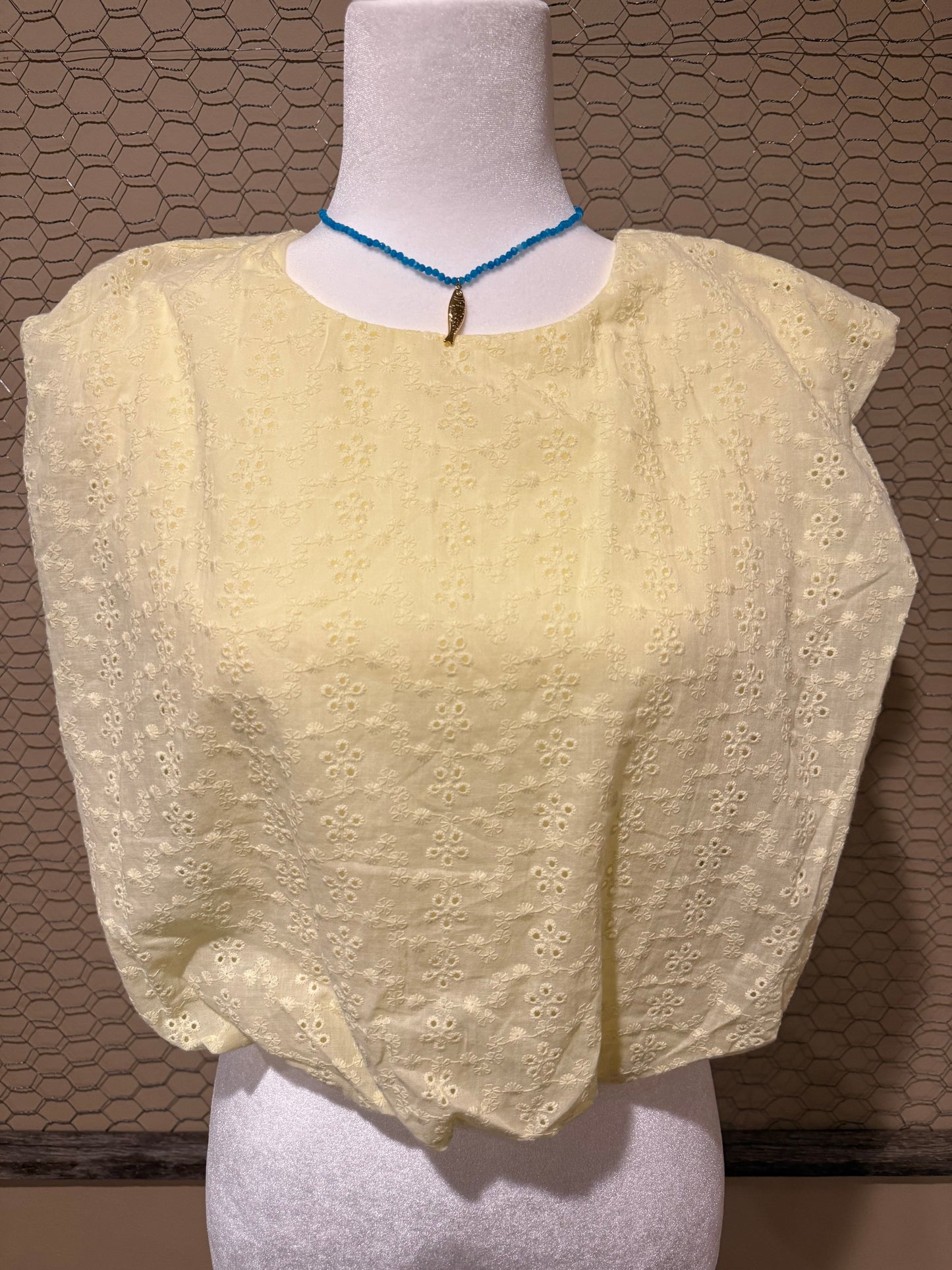 Honey Butter Bubble Eyelet Top