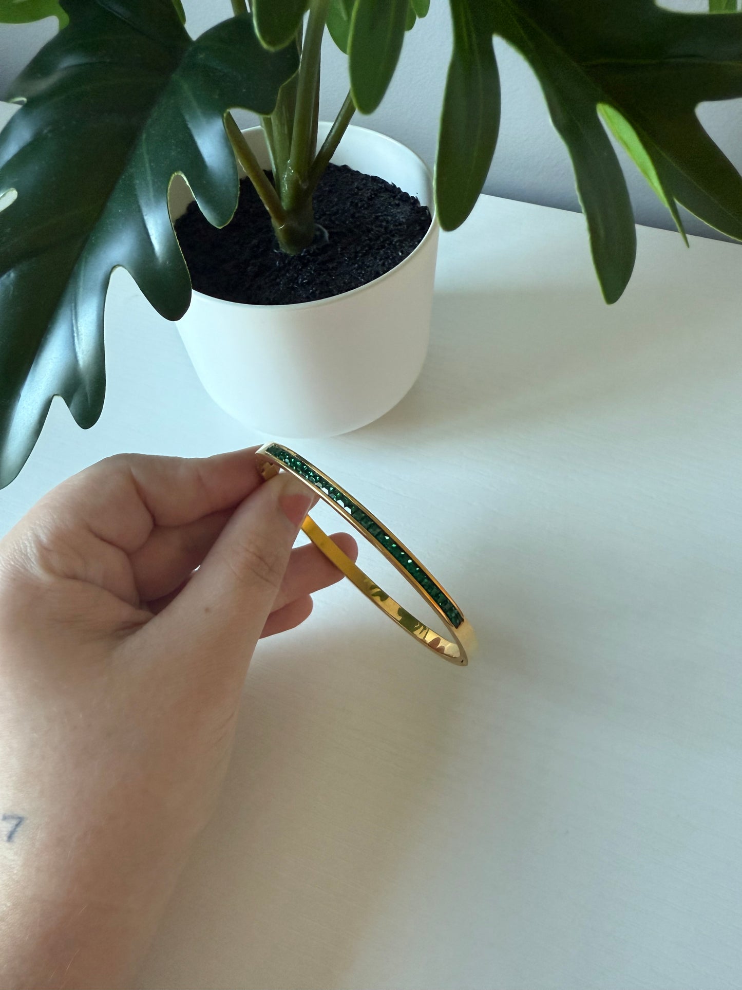 Green & Gold Bangle Bracelet