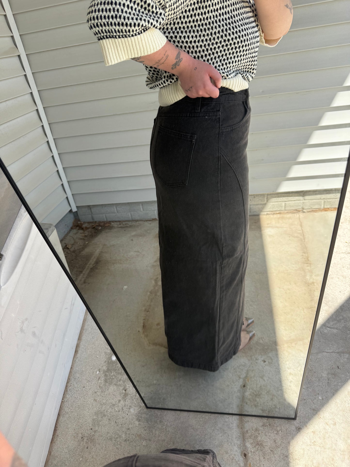 Downtown Dusk Denim Midi Skirt