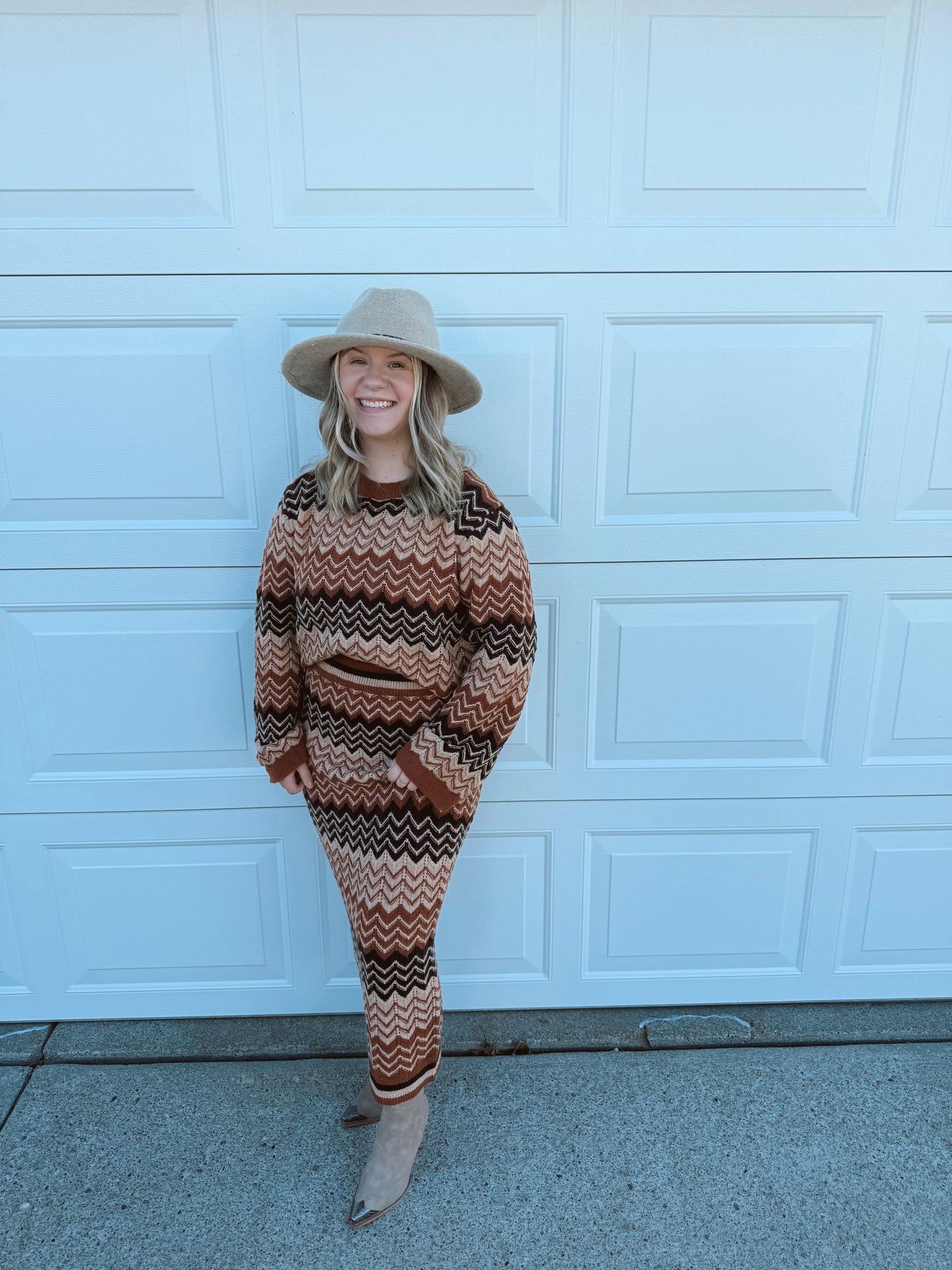 Autumn Haze Sweater Top And Maxi Skirt Set