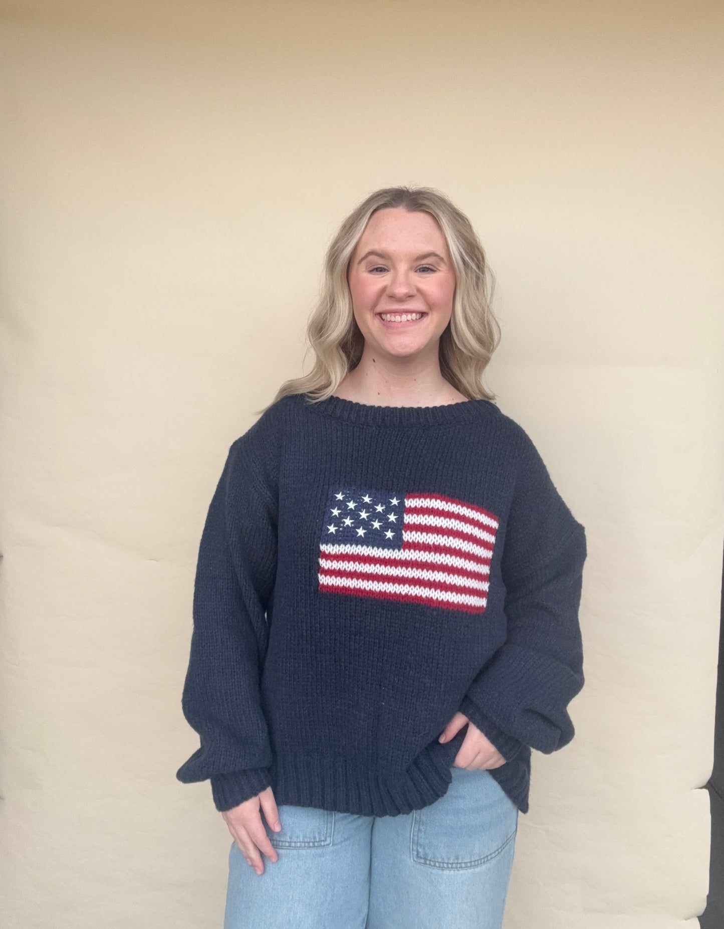 Brandi Flag Boat Neck Sweater