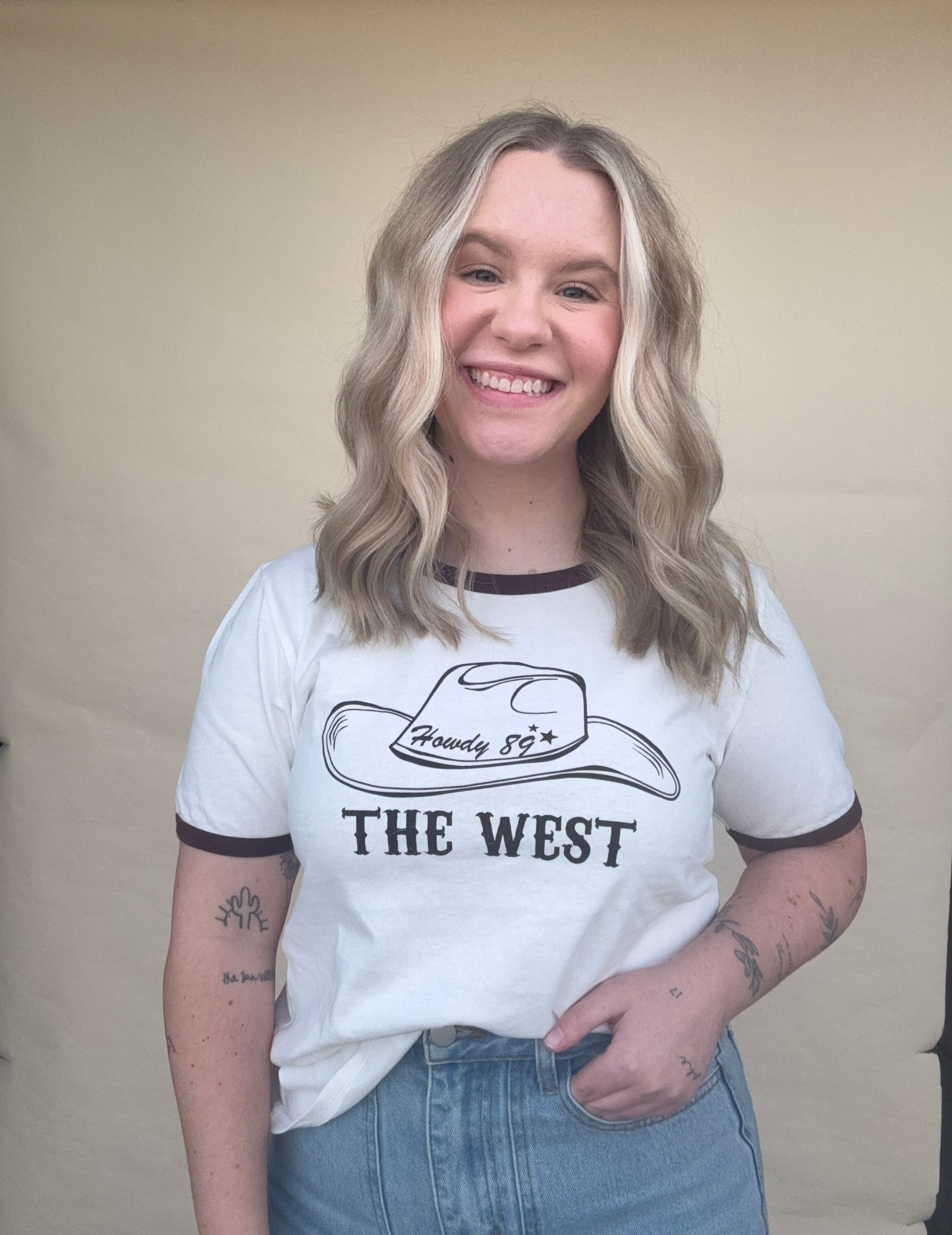 Howdy Cowboy Hat Ringer Tee