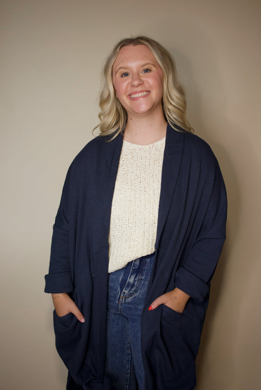 Thermal Knit Oversized Cardigan