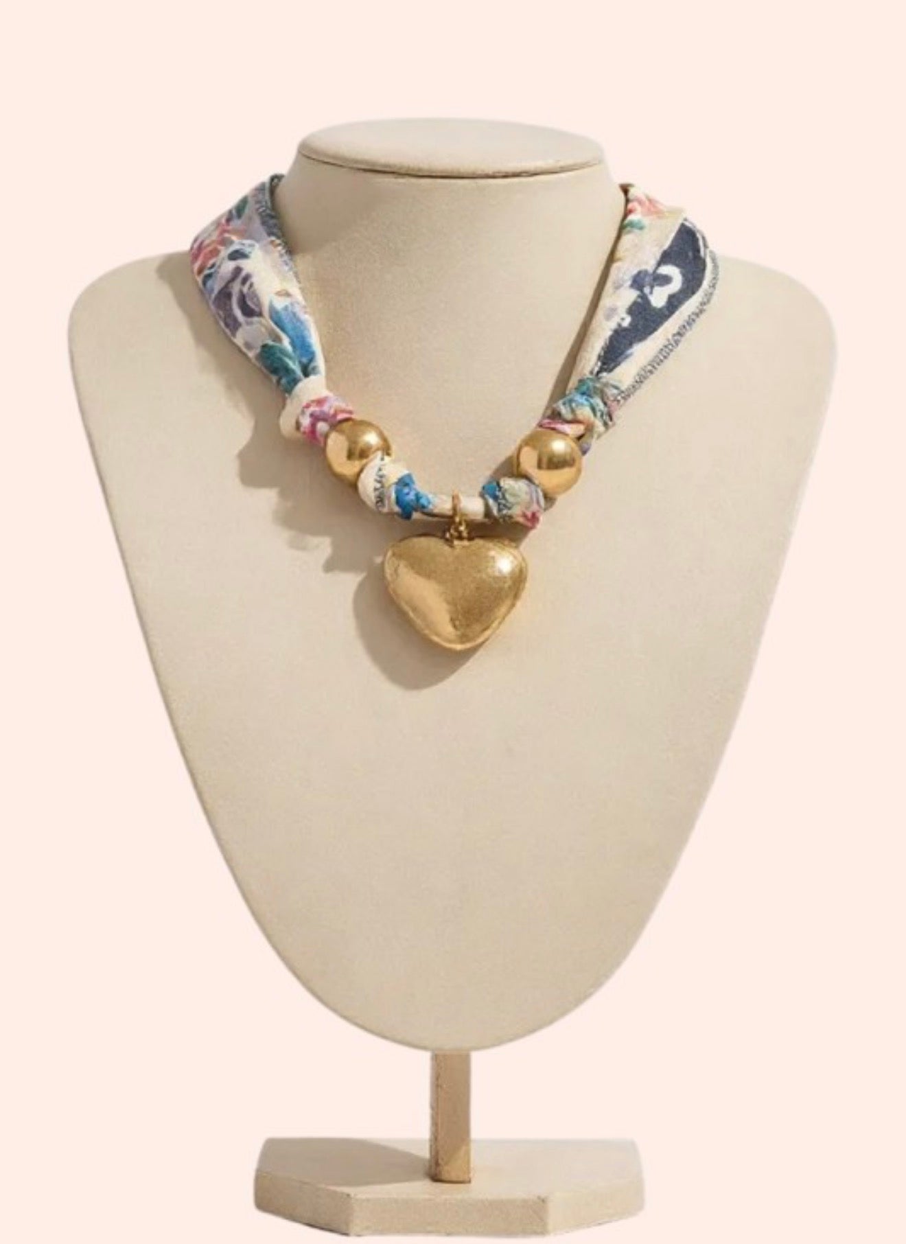 Heart Pendant Scarf Necklace