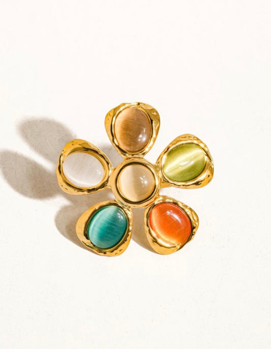 Vintage Stone Floral Ring